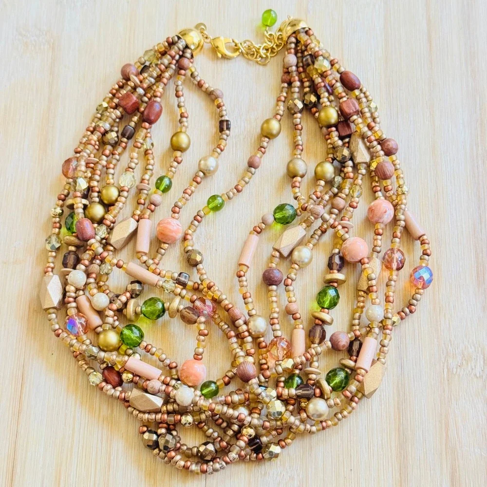 VTG Joan Rivers‎ Crystal Regal Multi Elegant Necklace Gold Layered Signed 19